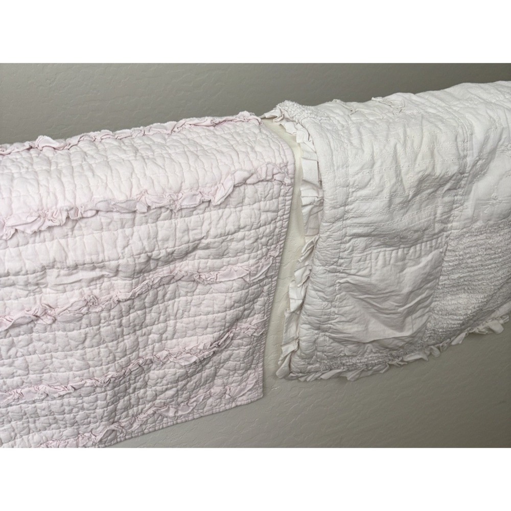 SIMPLY SHABBY CHIC SET OF 2 STANDARD SIZE PILLOW SHAMS QUILTED‎ cotton